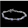 Image 1 : 14KT White Gold 5.15ctw Tanzanite and Diamond Bracelet