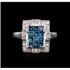 Image 1 : 14KT White Gold 0.94ctw Blue Diamond Ring