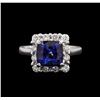 Image 1 : 3.51ct Tanzanite and Diamond Ring - 14KT White Gold