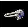 Image 2 : 3.51ct Tanzanite and Diamond Ring - 14KT White Gold