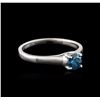 Image 2 : 14KT White Gold 0.47ct Round Cut Fancy Blue Diamond Solitaire Ring
