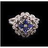 Image 1 : 14KT White Gold 0.58ctw Tanzanite and Diamond Ring