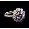 Image 2 : 14KT White Gold 0.58ctw Tanzanite and Diamond Ring