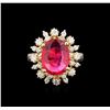 Image 1 : 3.82ct Ruby and Diamond Ring - 14KT Yellow Gold