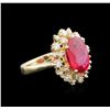 Image 2 : 3.82ct Ruby and Diamond Ring - 14KT Yellow Gold