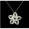 Image 1 : 11.63ctw Green Amethyst and Diamond Pendant With Chain - 14KT White Gold