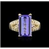 Image 1 : 4.95ct Tanzanite and Diamond Ring - 14KT Yellow Gold