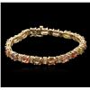 Image 1 : 14KT Yellow Gold 15.58ctw Multicolor Sapphire and Diamond Bracelet