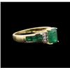 Image 2 : 14KT Yellow Gold 1.56ctw Emerald and Diamond Ring