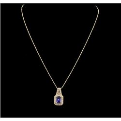 14KT Yellow Gold 2.85ct Tanzanite and Diamond Pendant