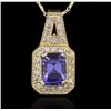 Image 2 : 14KT Yellow Gold 2.85ct Tanzanite and Diamond Pendant