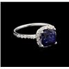 Image 2 : 3.24ct Blue Sapphire and Diamond Ring - 14KT White Gold