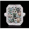 Image 1 : 14KT White Gold 1.21ctw Alexandrite, Paraiba and Diamond Ring