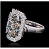 Image 2 : 14KT White Gold 1.21ctw Alexandrite, Paraiba and Diamond Ring