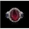 Image 1 : 14KT White Gold 4.90ct Ruby, Sapphire and Diamond Ring