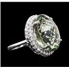 Image 2 : 14KT White Gold 30.80ct Green Quartz and Diamond Ring