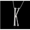 Image 1 : 14KT White Gold 0.21ctw Diamond Pendant With Chain