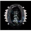 Image 1 : 14KT White Gold 40.61ct Blue Topaz and Diamond Ring