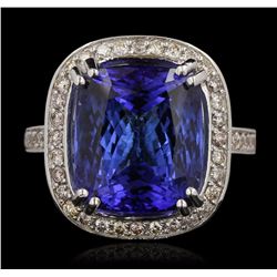 14KT White Gold 17.22ct GIA Cert Tanzanite and Diamond Ring