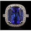 Image 1 : 14KT White Gold 17.22ct GIA Cert Tanzanite and Diamond Ring