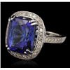 Image 2 : 14KT White Gold 17.22ct GIA Cert Tanzanite and Diamond Ring