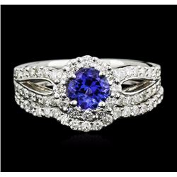 14KT White Gold 0.73ct Tanzanite and Diamond Wedding Ring Set