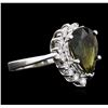 Image 2 : 14KT White Gold 3.23ct Green Tourmaline and Diamond Ring
