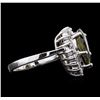 Image 3 : 14KT White Gold 3.23ct Green Tourmaline and Diamond Ring
