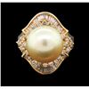 Image 1 : 14KT Yellow Gold Pearl and Diamond Ring