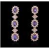 Image 1 : 14KT Rose Gold 5.16ctw Tanzanite and Diamond Earrings