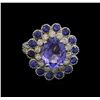 Image 1 : 3.36ct Tanzanite, Sapphire and Diamond Ring - 14KT White Gold