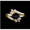 Image 1 : 14KT Yellow Gold 1.45ct Sapphire and Diamond Ring