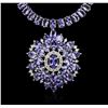Image 2 : 14KT White Gold 67.32ctw Tanzanite and Diamond Necklace