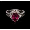 Image 1 : 2.25ct Pink Tourmaline and Diamond Ring - 14KT White Gold