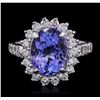 Image 1 : 14KT White Gold 3.63ct Tanzanite and Diamond Ring