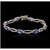 Image 1 : 14KT White Gold 6.24ctw Tanzanite and Diamond Bracelet