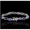 Image 2 : 14KT White Gold 6.24ctw Tanzanite and Diamond Bracelet