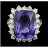 Image 1 : 14KT White Gold 13.13ct GIA Certified Tanzanite and Diamond Ring