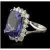 Image 2 : 14KT White Gold 13.13ct GIA Certified Tanzanite and Diamond Ring