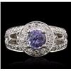 Image 1 : 14KT White Gold 1.44ct Tanzanite and Diamond Ring