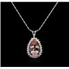 Image 2 : 14KT White Gold 8.37ct Morganite and Diamond Pendant With Chain