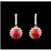 Image 1 : 14KT White Gold 18.00ctw Coral and Diamond Earrings