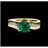 Image 1 : 18KT Yellow Gold 1.32ct Emerald and Diamond Ring