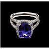 Image 1 : 3.53ct Tanzanite and Diamond Ring - 14KT White Gold