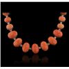 Image 1 : 14KT White Gold 75.33ctw Coral and Diamond Necklace