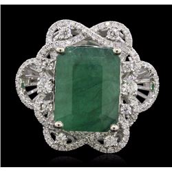 14KT White Gold 6.84ct Emerald and Diamond Ring