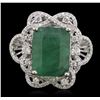 Image 1 : 14KT White Gold 6.84ct Emerald and Diamond Ring