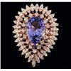 Image 1 : 14KT Rose Gold 4.05ct Tanzanite and Diamond Ring