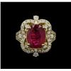 Image 1 : 5.00ct Ruby and Diamond Ring - 14KT Yellow Gold