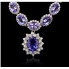 Image 2 : 14KT White Gold 35.22ctw Tanzanite and Diamond Necklace